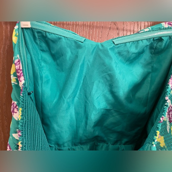 GAP Women Strapless Green Floral Dress Sz-18 - Picture 5 of 9